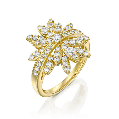 טבעת יהלומים מלכותית 1.0ct מזהב 14K