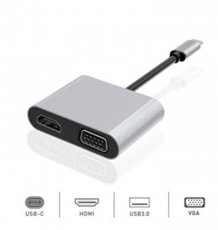 מולטיפורט Protec DM191 USB-C to HDMI + VGA
