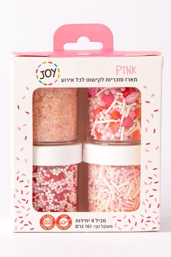 מארז 4 סוכריות ורוד, לבן, אדום, ויטרז' JOY