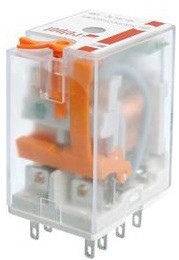 ממסר 12VDC 4XC.O עם תושבת לפס DIN עם ידית בדיקה