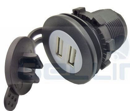שקע USB כפול לרכב אלומיניום 12-24V DC