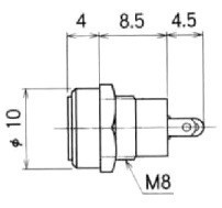 שקע DC שאסי פלסטיק לפנל 2.1mm