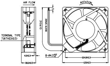 מאוורר JAMICON 220V AC 120X120X38mm Ball bearing