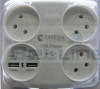 מפצל חשמל 3 שקעים עם 2 יציאות מתח USB