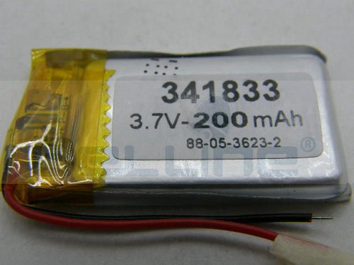 סוללה נטענת 3.7V 200mA ליתיום פולימר