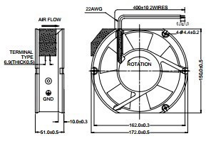 מאוורר JAMICON 220V AC 172X172X51mm