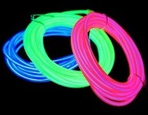 סט תאורת EL WIRE באורך 3 מטר צבע לבן כולל בקר