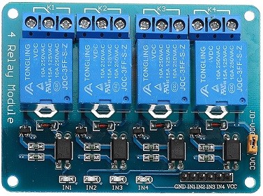 כרטיס ממסרים 4 ערוצים 5V מתאים לארדואינו