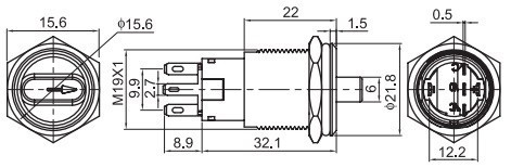מפסק סיבובי מתכת 2 מצבים 2N.O+2N.C