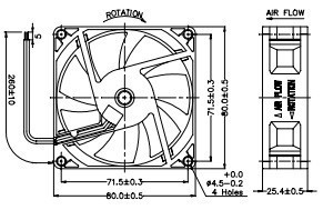 מאוורר JAMICON 12V 80X80X25mm