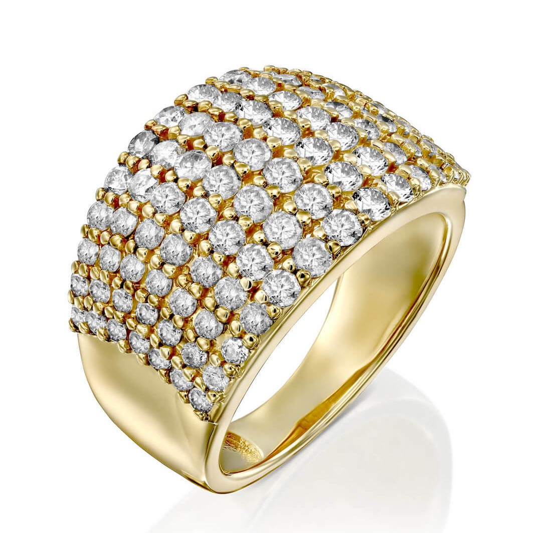 טבעת שבילי יהלומים 2.0ct מזהב 14K