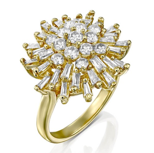 טבעת שושנת יהלומים 1.5ct מזהב 14K