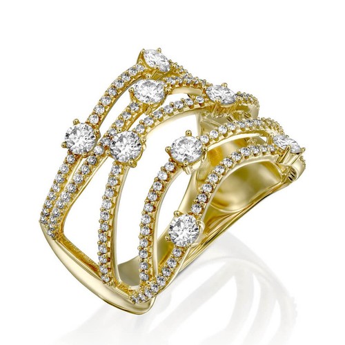 טבעת יהלומים מלכותית 1.0ct זהב 14K