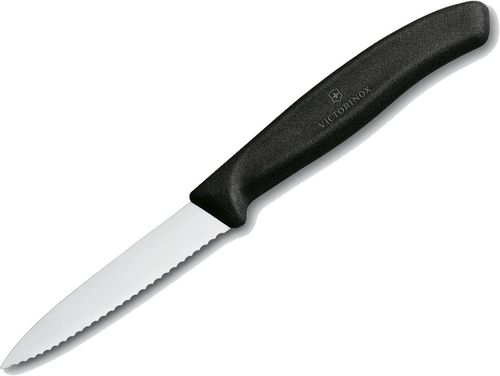 סכין שפיץ משוננת צבע שחור VICTORINOX