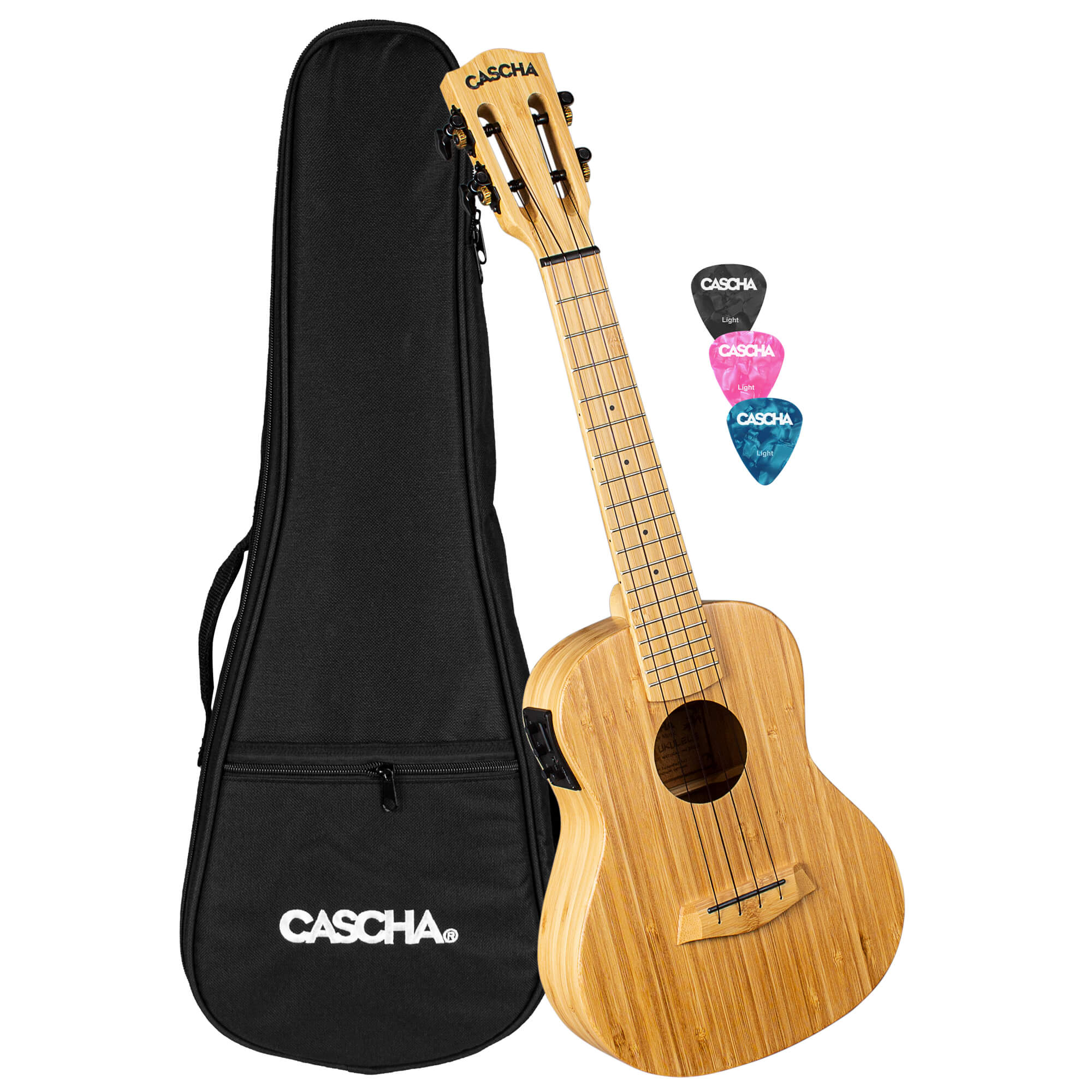 יוקללה קונצרט מוגברת CASCHA BAMBOO NATURAL HH2313E