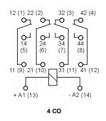 ממסר 24VDC 4XC.O עם תושבת 