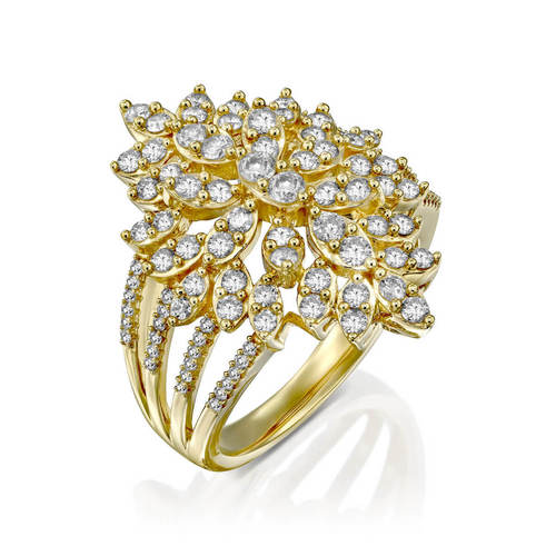טבעת יהלומים מלכותית 1.0ct זהב 14K