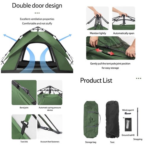 אוהל בן רגע ל 4 אנשים פתיחה מהירה NATUREHIKE TENT  דגם NH21ZP008