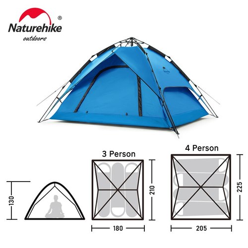 אוהל בן רגע ל 4 אנשים פתיחה מהירה NATUREHIKE TENT  דגם NH21ZP008