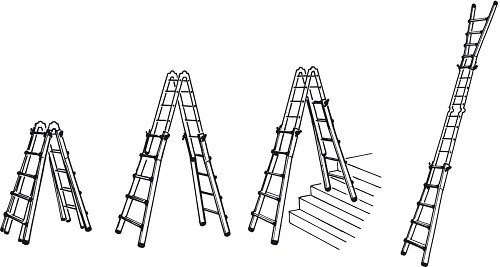 סולם טלסקופי 4X7 גובה 7.5 מטר תקני, 28 שלבים  KR-28X 