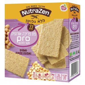 פת פריכה אורגנית PRO חומוס ואפונה צהובה 100 גר - Nutra Zen