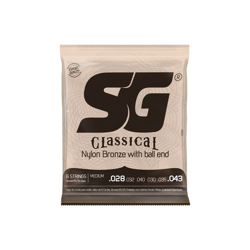 מיתרים לגיטרה קלאסית Nylon Bronze 65/35 String with Ball מבית SG