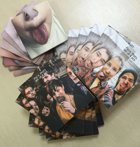 סט 4 תחתיות לכוסות, פרצופים להלבשה על האף FACE MATS