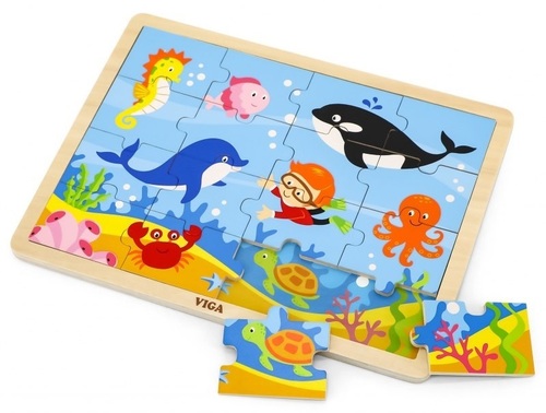 פאזל 16 חלקים מעץ עם מסגרת - באוקיאנוס