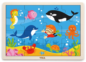 פאזל 16 חלקים מעץ עם מסגרת - באוקיאנוס