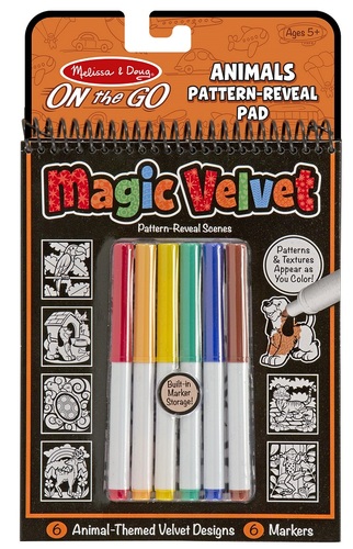 חוברת צביעה עם 6 טושים קסמי הקטיפה - חיות