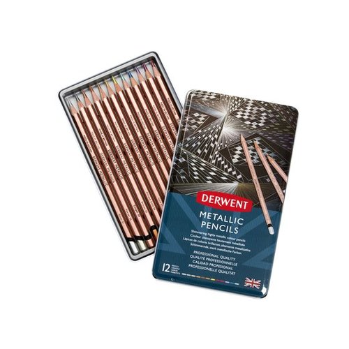 סט 12 עפרונות מטאליים Derwent Metallic Pencil 