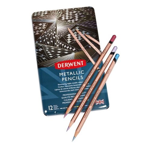 סט 12 עפרונות מטאליים Derwent Metallic Pencil 