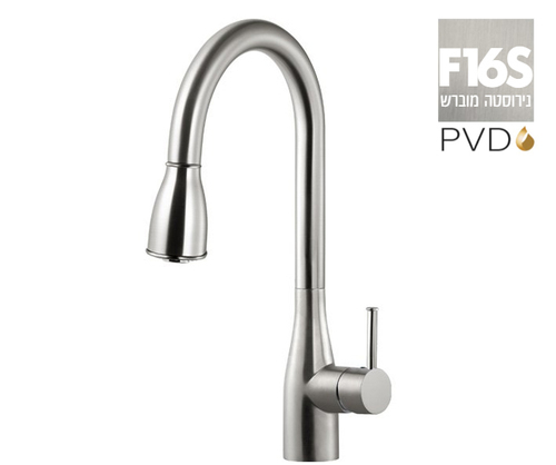 ברז מטבח 304566F16S נירוסטה מוברש PVD נשלף PULL DOWN חמת