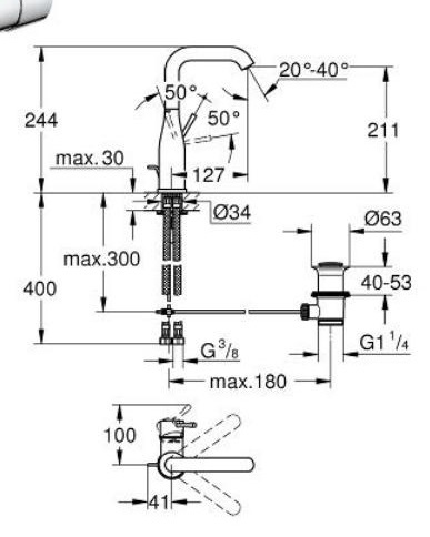 ברז GROHE לכיור רחצה אסנס גרפיט מט 32628AL1 