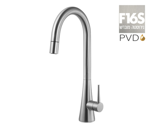 ברז מטבח 304669F16S נירוסטה מוברש PVD נשלף CONI חמת