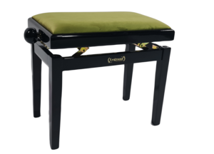 כסא פסנתר מתכוונן בצבע שחור עם מושב קטיפה בצבע ירוק PB18 מבית Legrand