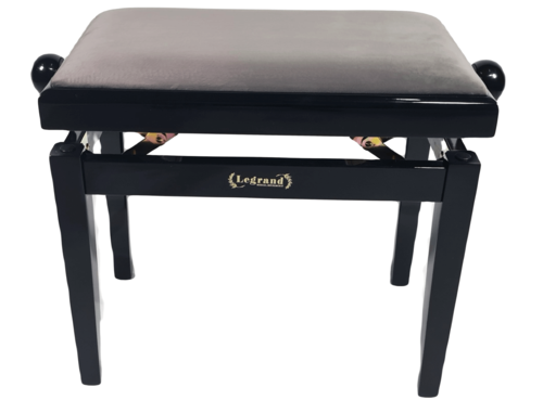 כסא פסנתר מתכוונן בצבע שחור עם טופ קטיפה בצבע אפור PB-18 מבית Legrand