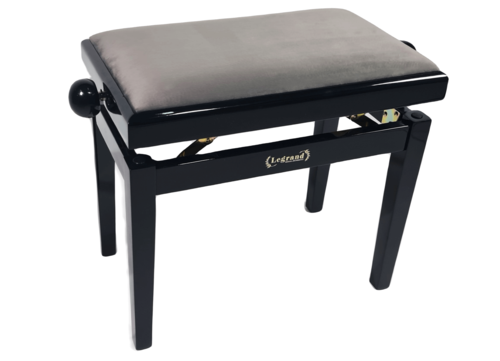 כסא פסנתר מתכוונן בצבע שחור עם טופ קטיפה בצבע אפור PB-18 מבית Legrand