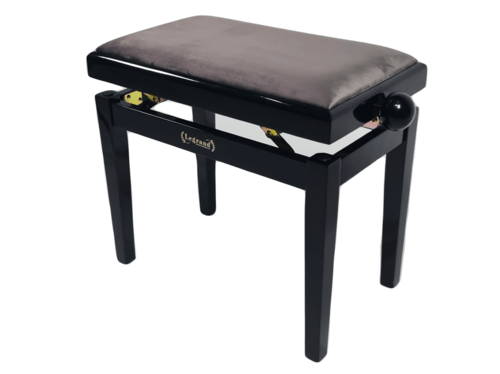 כסא פסנתר מתכוונן בצבע שחור עם טופ קטיפה בצבע אפור PB-18 מבית Legrand