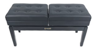 כסא פסנתר מושב כפול מתכוננים עם 2 תאי אחסון בצבע שחור מבריק PB-26 בעיצוב יוקרתי מבית Legrand