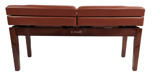 כסא פסנתר מושב כפול מתכוננים עם 2 תאי אחסון בצבע וולנט מבריק PB-26 בעיצוב יוקרתי מבית Legrand