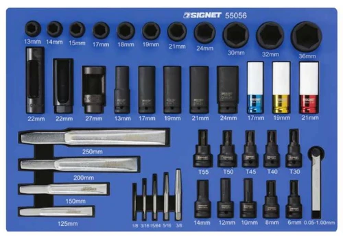 מגש בוקסות כוח שחורות ואביזרים 36 חלקים SIGNET 55556