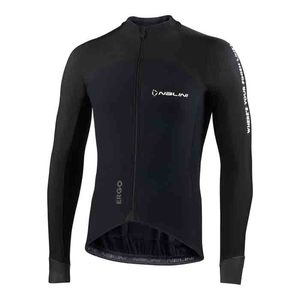 חולצה ארוכה לרכיבת אופניים לגברים ERGO XWARM JERSEY שחור מחממת ומנדפת
