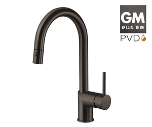ברז מטבח 304668GM שחור מוברש PVD נשלף PULL DOWN פיה מסתובבת חמת