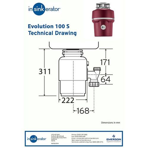 טוחן אשפה InSinkErator Evolution 100S תוצרת ארה