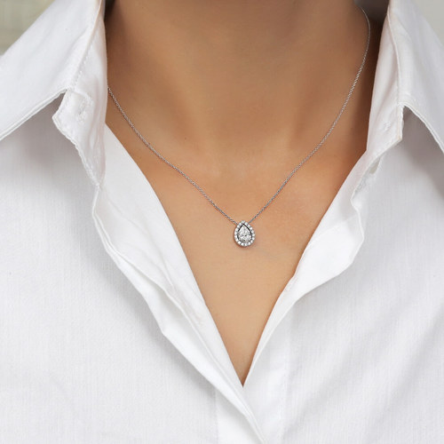 שרשרת ותליון טיפת יהלומים 0.73ct זהב 14K