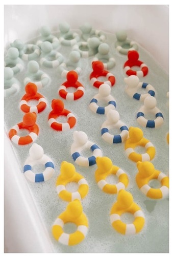 נשכן תינוק / צעצוע אמבט עשוי 100% גומי טבעי בעבודת יד - ברווז מנטה