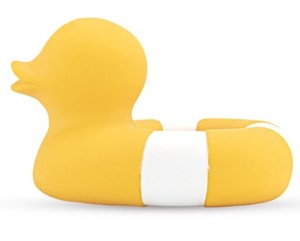 נשכן תינוק / צעצוע אמבט עשוי 100% גומי טבעי בעבודת יד - ברווז צהוב