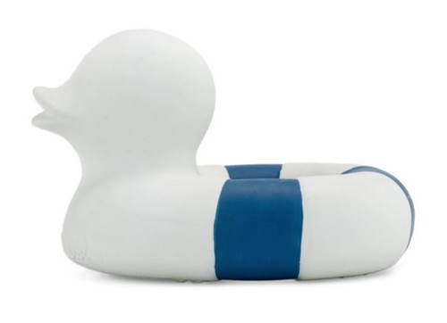 נשכן תינוק / צעצוע אמבט עשוי 100% גומי טבעי בעבודת יד - ברווז כחול