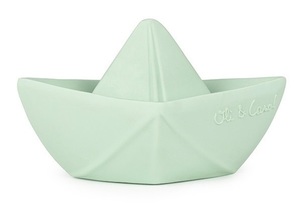 נשכן תינוק / צעצוע אמבט עשוי 100% גומי טבעי בעבודת יד - סירת אוריגמי מנטה